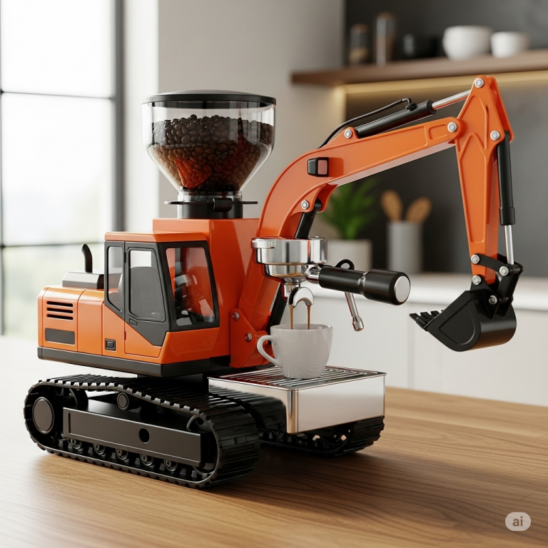 Dig Up Your Daily Brew: The Unbelievable “Excavator Coffee Maker”!