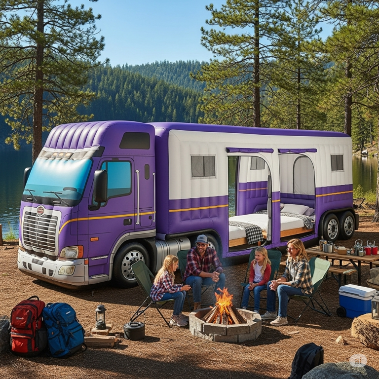 Roll into Adventure: The Ultimate Semi-Truck Inflatable Camping Tent!