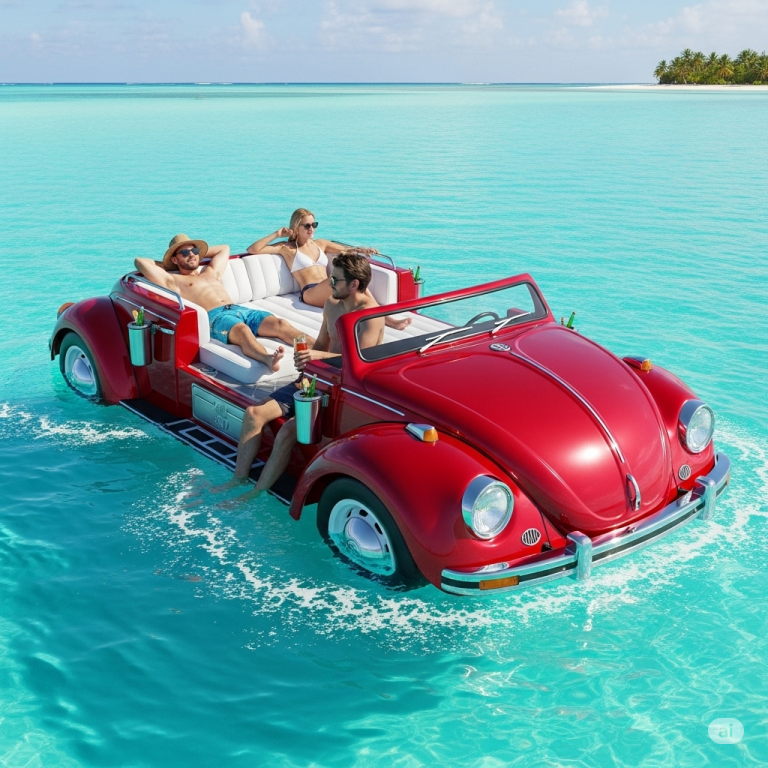 Drive into Fun: Cruise the Water in a VW Beetle Floating Lounge!