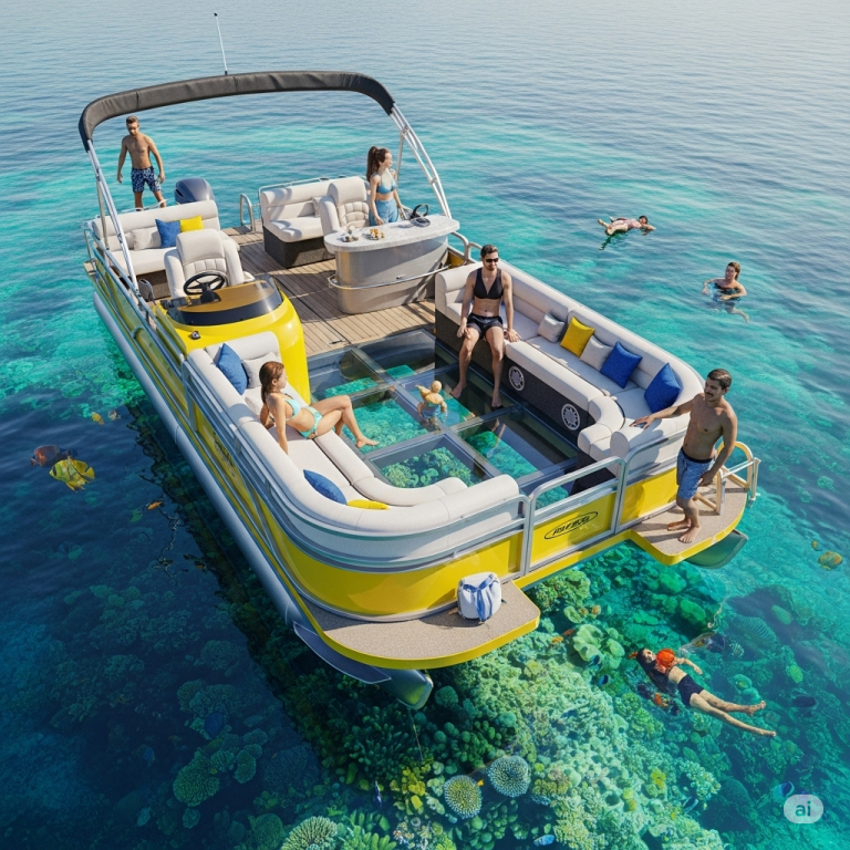 Walk on Water: Discover the Magic of a Pontoon Boat with a Glass Floor!